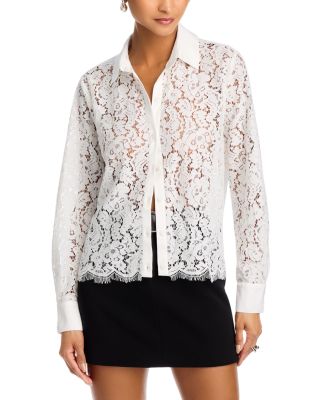 Lace Contrast Button Down Shirt