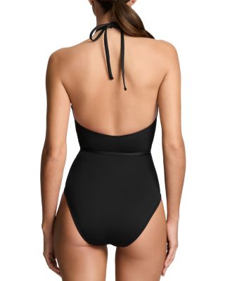 High Neck Squared Hip One Piece Swimsuit