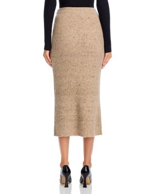Wool Blend Ribbed Midi Skirt