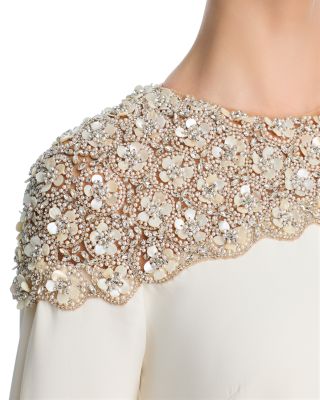 Long Sleeved Embellished Silk Blend Dress