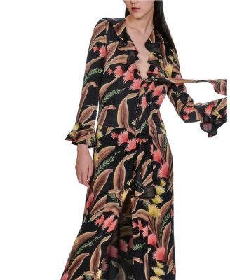 Feather Fern Ruffle Tie Dress