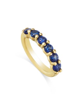 14K Yellow Gold Lab Grown Blue Sapphire Circle Charm