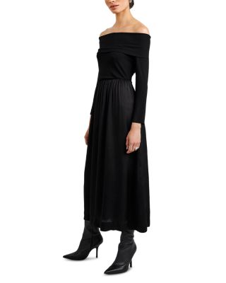 Off-the-Shoulder Combo Midi Dress