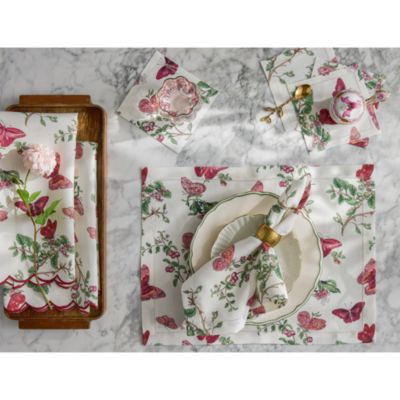 Baudin Butterfly Linen Cocktail Napkin, Set of 4