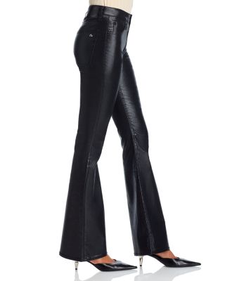 Flexi Dahlia Mid Rise Full Flare Jeans in Black Coated