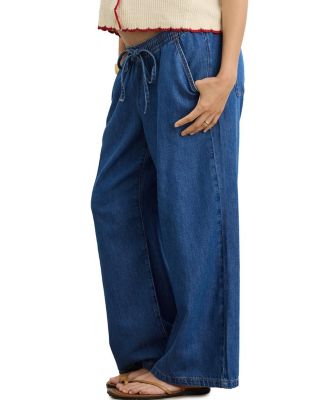  The Drapey Denim Wide Leg Pant in True Indigo