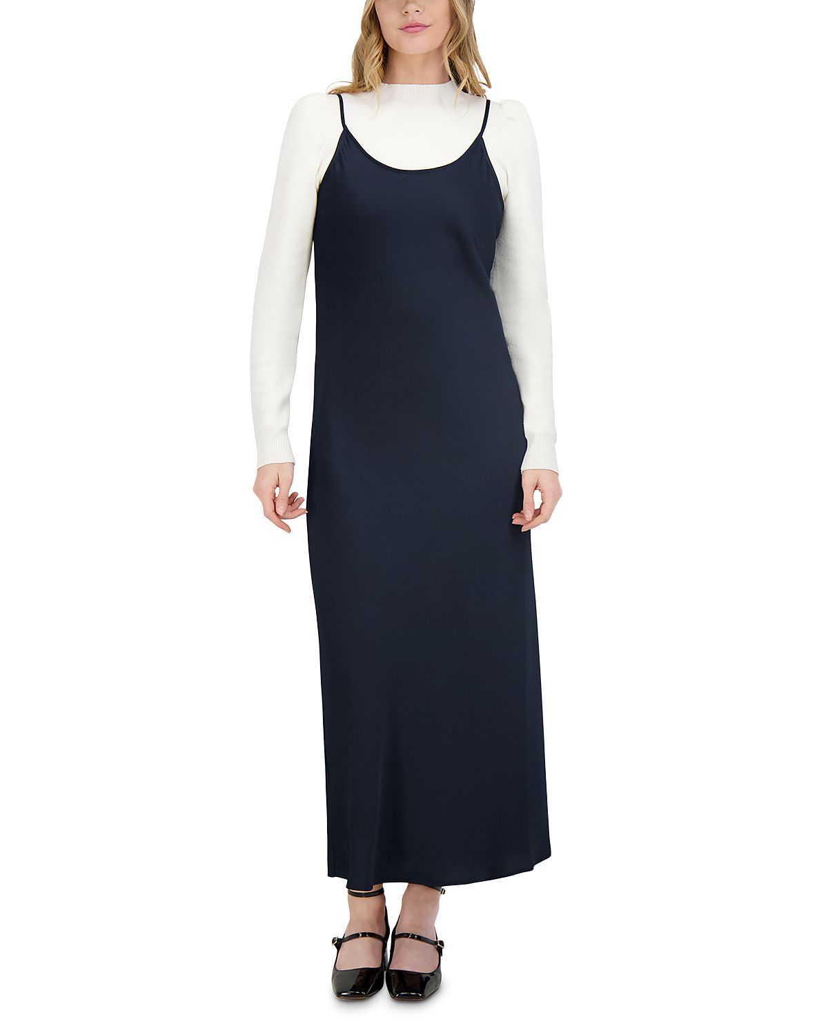 Point Satin Slip Dress