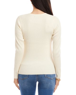 Henley Ribbed Knit Sweater