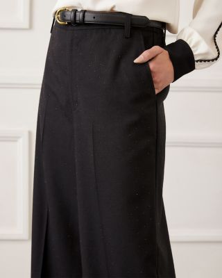 Rhinestone Embellished Wide Leg Trousers