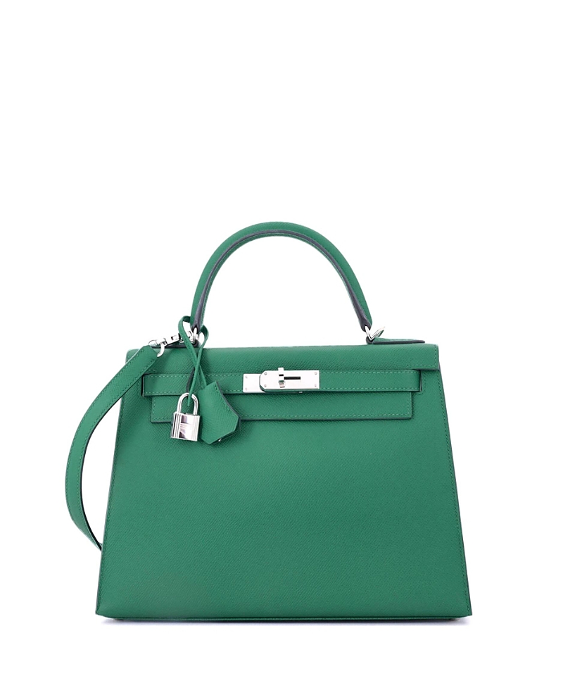 PRE-OWNED HERMES Pre-owned Hermes Kelly 28 Handbag Green Epsom With Palladium Hardware