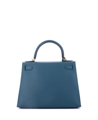  Kelly 28 Handbag Blue Epsom with Gold Hardware