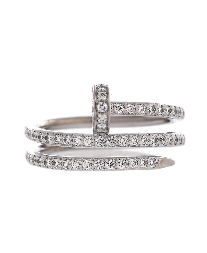 Click to view more detailed imagery on our partner's website Pre-owned Pre-owned Cartier Cartier Small Juste Un Clou Paved Double Ring 18k White Gold With Diamonds