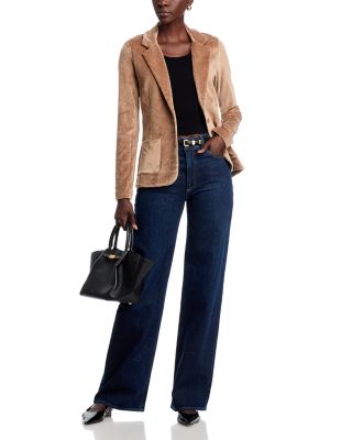 Velour One Button Blazer