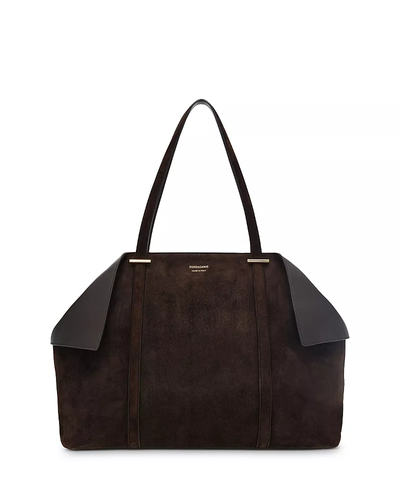 Ferragamo Large Suede Leather Tote