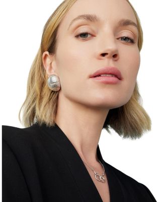  Sterling Silver Woven Button Earrings