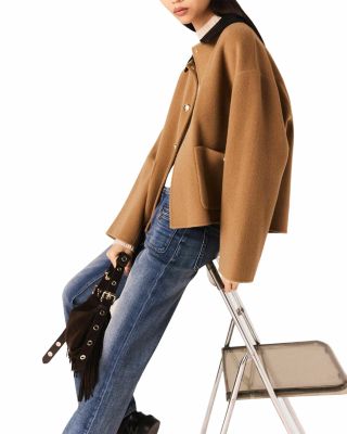 Double-Faced Coat with Leather Collar