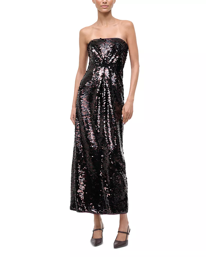 Staud Strapless Paillette Dress