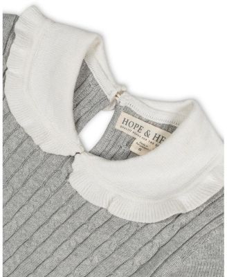 Girls' Organic Long Sleeve Cable Knit Peter Pan Collar Sweater Dress - Baby, Little Kid, Big Kid