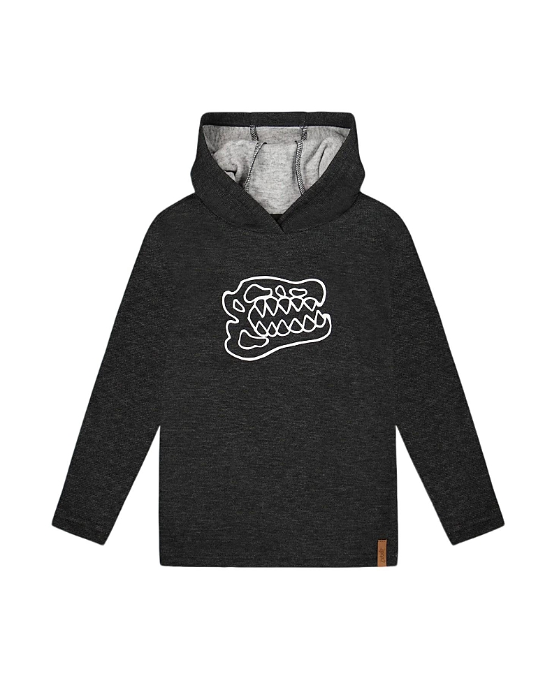 Deux Par Deux Long Sleeve Super Soft Brushed Jersey Hooded Sweatshirt In Black