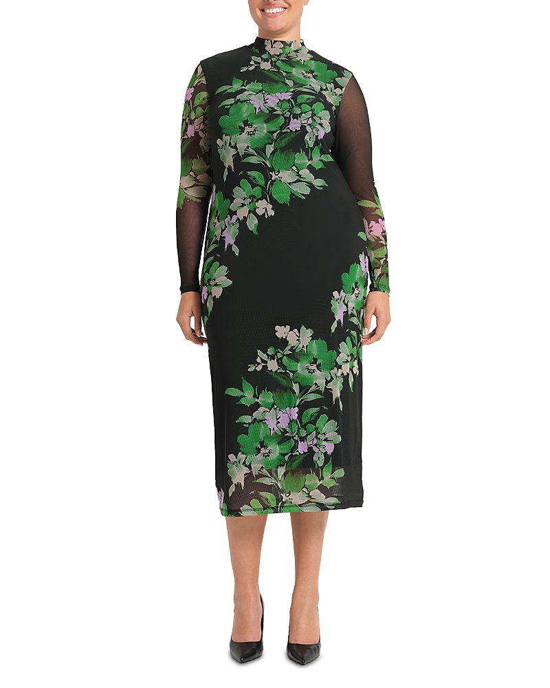 Estelle Plus Fiora Long Sleeve Mesh Dress