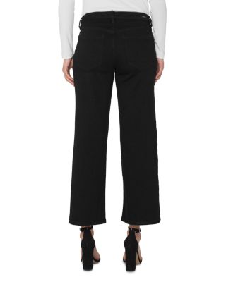 Stride High Rise Cropped Wide Leg Jeans in Black Rinse