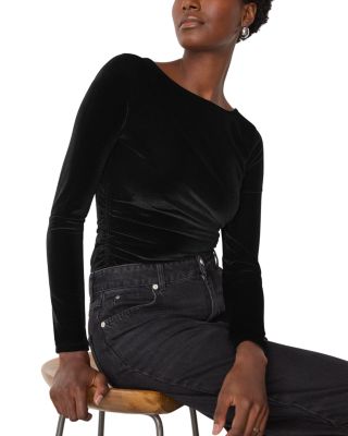 Boat Neck Velvet Top