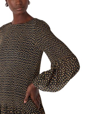 Spot Print Pliss&eacute; Midi Dress