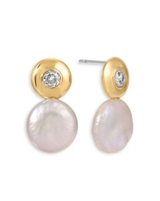 Majestic Gem Cubic Zirconia & Cultured Freshwater Pearl Drop Earrings