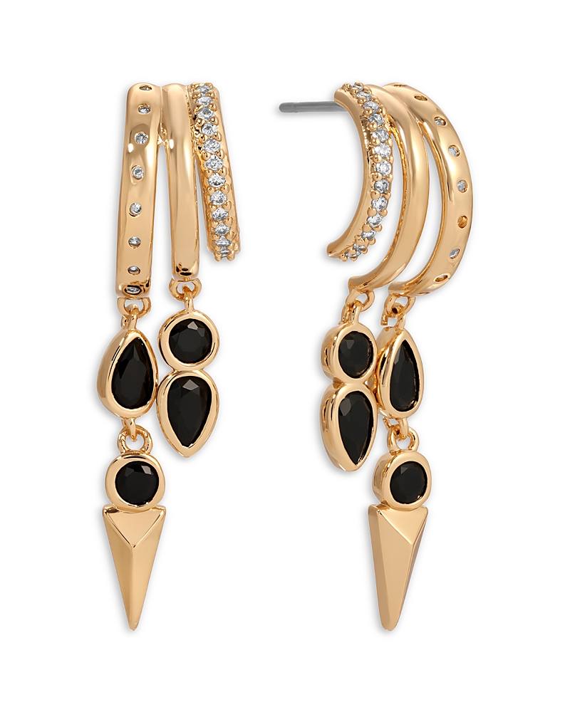 Ettika Icon Behavior Cubic Zirconia Charm Triple Row Hoop Earrings