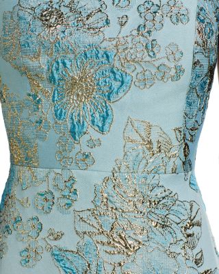 Sleeveless Metallic Multi Jacquard Gown