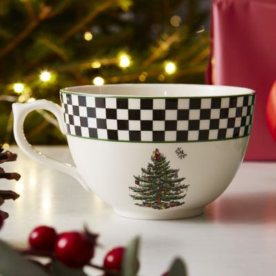 Christmas Tree Black & White Jumbo Cup, 20 Oz.