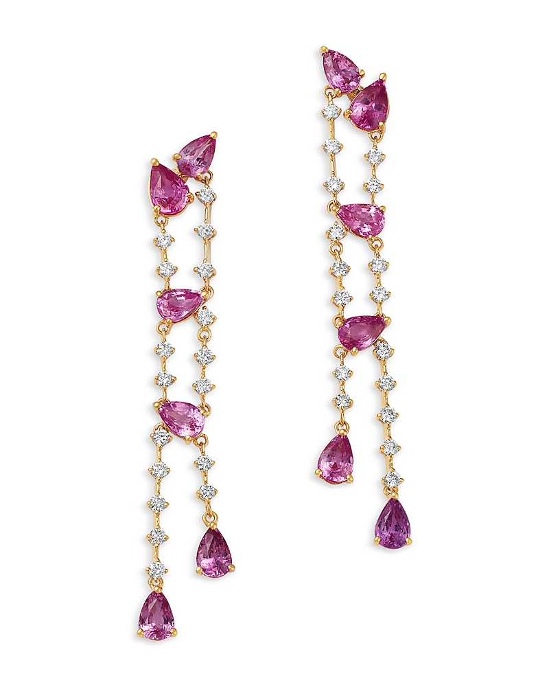 Bloomingdale's Fine Collection Pink Sapphire & Diamond Drop Earrings in 14K Yellow Gold
