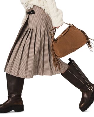 Jeligora Houndstooth Pleated Skirt