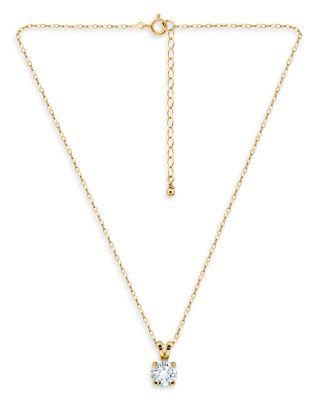 Cubic Zirconia Solitaire Pendant Necklace, 16"-18" – Exclusive