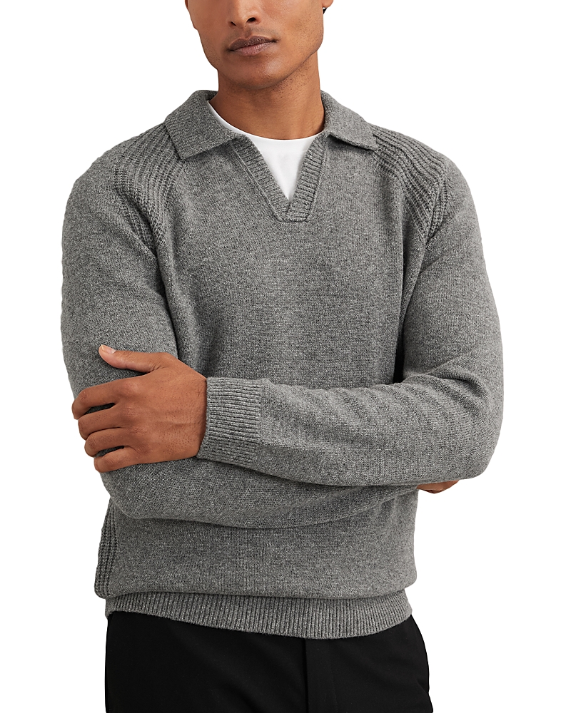 Reiss Banbury Wool & Cashmere Open Collar Sweater In Gray
