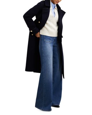 Lissy Wool-Blend Cable Stitch Open Collar Sweater