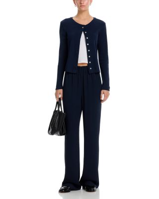 Pointelle Crewneck Cardigan