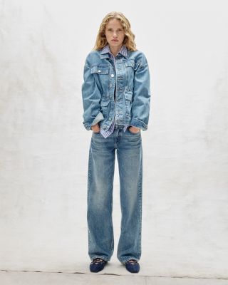 Saige Low Rise Relaxed Straight Jeans in Echo