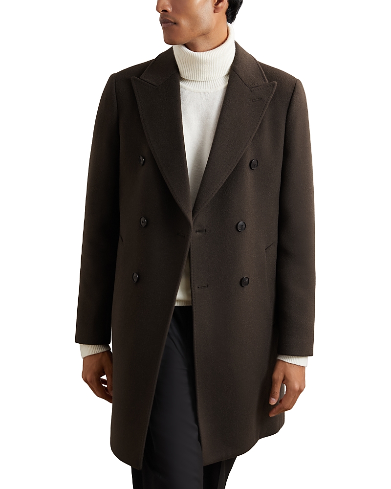 Reiss Timpano Wool Blend Regular Fit Double Breasted Overcoat
