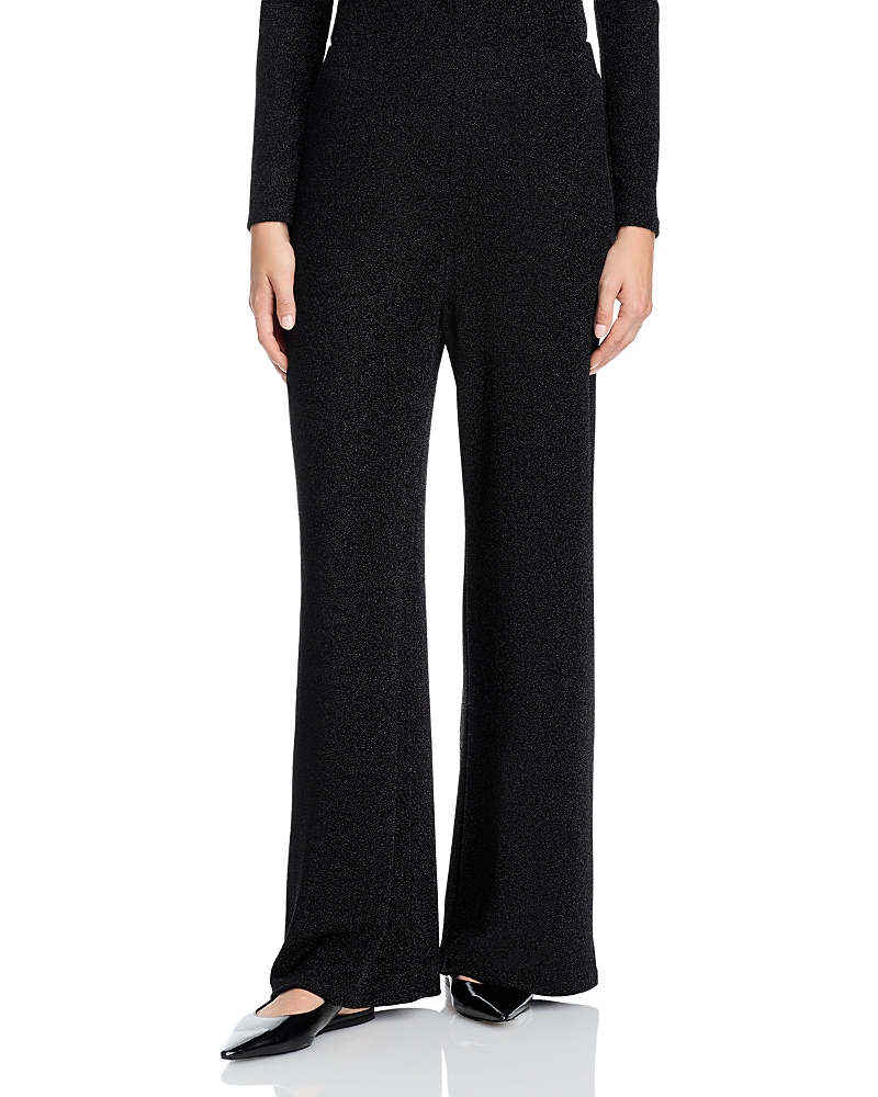Aqua Shimmer Knit Wide Leg Pants - Exclusive In Black