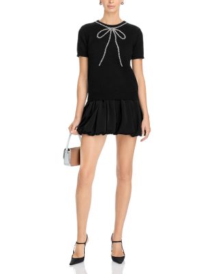 Embellished Bow Short Sleeve Sweater - Exclusive