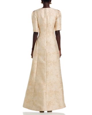 Metallic Jacquard Short Sleeve Gown