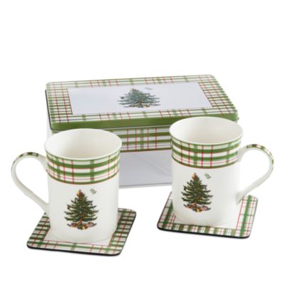 5 Piece Christmas Tree Mug &amp; Coaster Set
