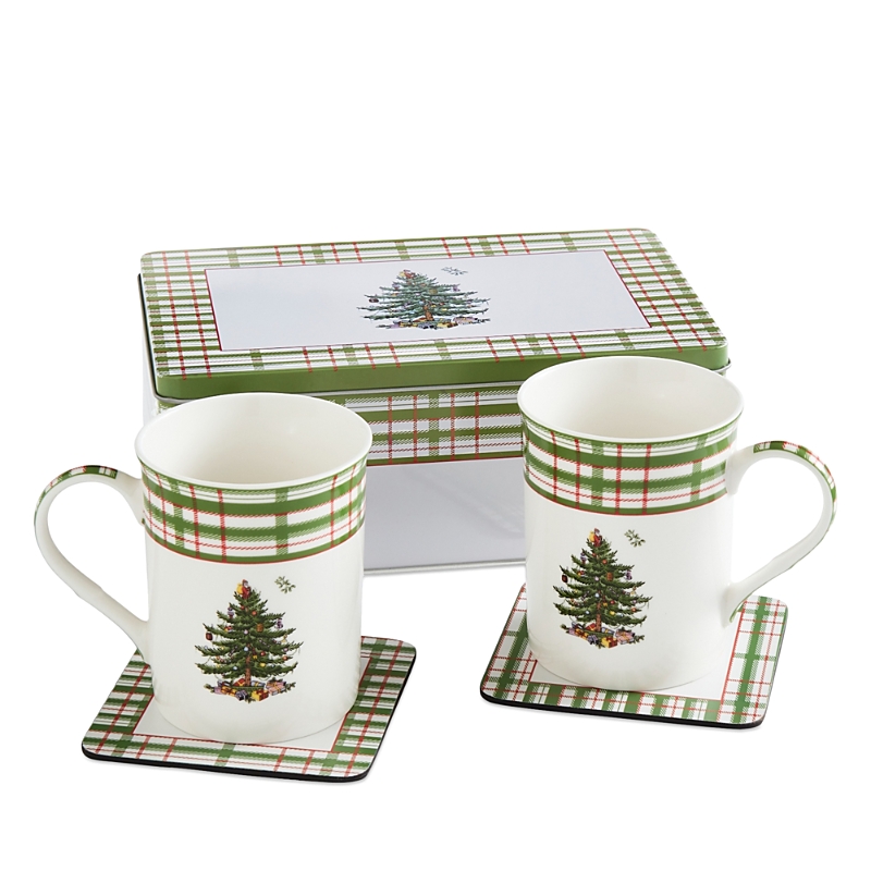 Spode 5 Piece Christmas Tree Mug & Coaster Set In Multi