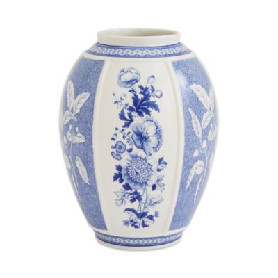 Blue Italian British Flowers Vase, 10&amp;quot;