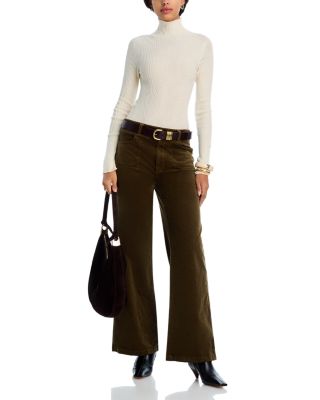 Anessa High Rise Corduroy Utility Jeans in Dark Brushed Olive