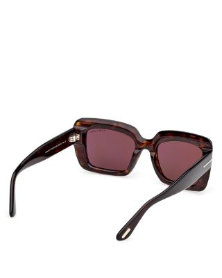 Leila Rectangular Sunglasses, 52mm