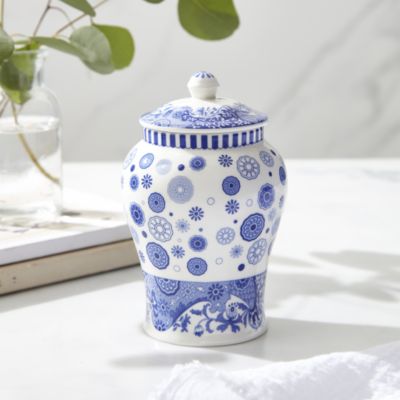 Blue Italian Brocato Lidded Vase 5&amp;quot;