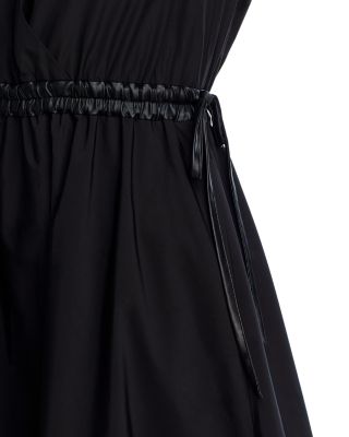 Eros Faux Leather Trim Poplin Dress