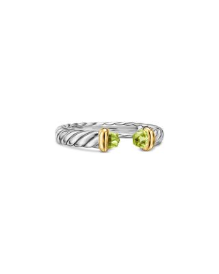 Petite Cable Open Ring in Sterling Silver with 14K Yellow Gold, 3.4mm